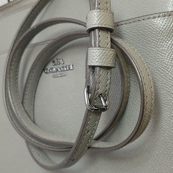 Coach Kitt Messenger Crossbody Bag Gray Crossgrain Leather Slim File Purse - Picture 14 of 14